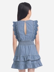 Abercrombie & Fitch Blue Smocked Waist Tiered Dress - Image 8 of 11