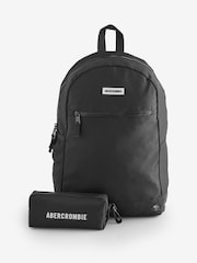 Abercrombie & Fitch Logo Black Backpack With Pencil Case - Image 2 of 16