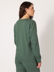 Verde - Moletom longo e alto Sally com gola redonda - Imagem 3 de 5