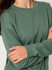 Verde - Moletom longo e alto Sally com gola redonda - Imagem 4 de 5