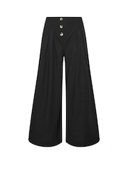 PixieGirl Petite Black Petite Button Front Palazzo Trousers - Image 5 of 5