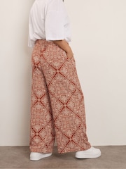 Yours Curve Brown Wide Fit Crinkle Wide Leg Trousers - Image 3 of 5