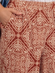 Yours Curve Brown Wide Fit Crinkle Wide Leg Trousers - Image 4 of 5