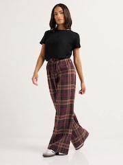PixieGirl Petite Red Check Wide Leg Pull On Trousers - Image 1 of 5