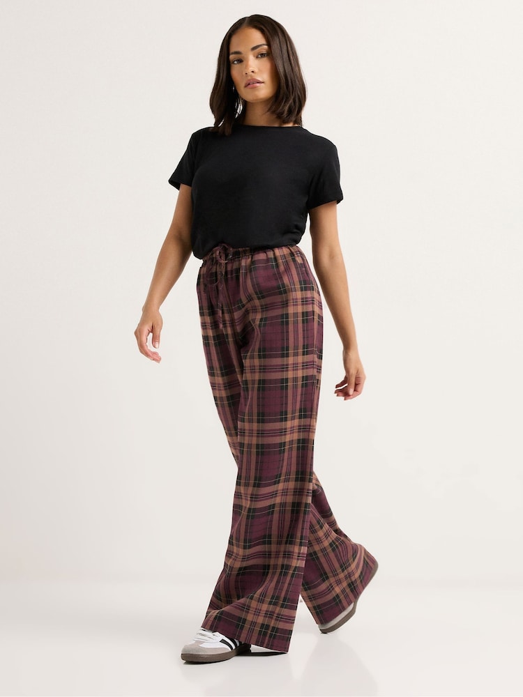 PixieGirl Petite Red Check Wide Leg Pull On Trousers - Image 1 of 5 PixieGirl Petite Red Check Wide Leg Pull On Trousers - Image 1 of 5