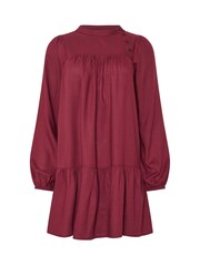 PixieGirl Petite Red Button Neck Long Sleeve Dress - Image 5 of 5