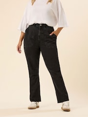 Yours Curve Black Barrel Jogger Jeans - Image 2 of 5