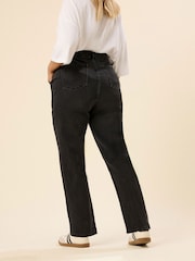 Yours Curve Black Barrel Jogger Jeans - Image 3 of 5