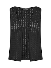 Yours Curve Black Crochet Tie Front Waistcoat - Image 2 of 2