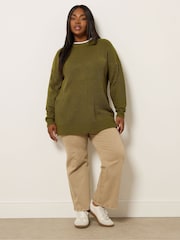 Yours Curve Green Drop Shoulder Jumper - Image 2 of 5