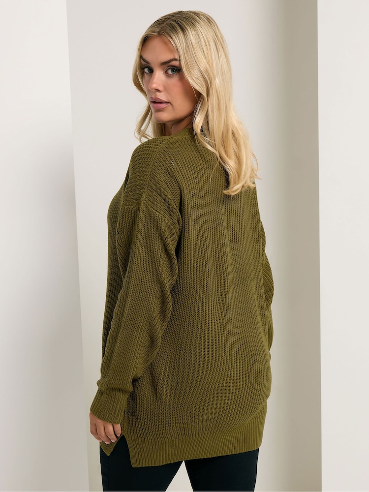 Yours Curve Green Drop Shoulder Jumper - Image 2 of 5 Yours Curve Green Drop Shoulder Jumper - Image 2 of 5