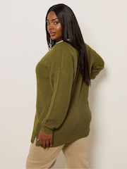 Yours Curve Green Drop Shoulder Jumper - Image 3 of 5