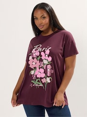 Yours Curve Purple Dreams Placement T-Shirt - Image 3 of 6