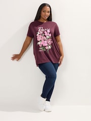 Yours Curve Purple Dreams Placement T-Shirt - Image 4 of 6