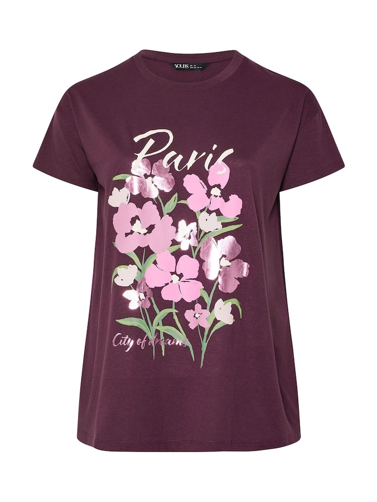 Yours Curve Purple Dreams Placement T-Shirt - Image 6 of 6