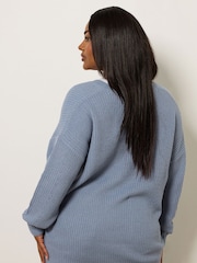 Yours Curve Blue Drop Shoulder Jumper - Image 4 of 6