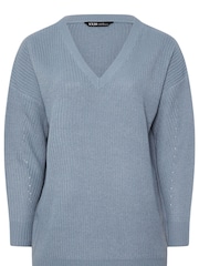 Yours Curve Blue Drop Shoulder Jumper - Image 5 of 6