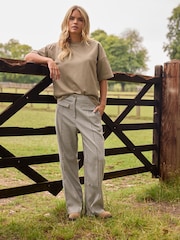 PixieGirl Petite Brown Check Pocket Front Wide Leg Trousers - Image 1 of 6