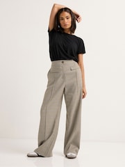 PixieGirl Petite Brown Check Pocket Front Wide Leg Trousers - Image 2 of 6