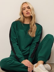 Long Tall Sally Green Colour Block Sweatshirt - Image 1 of 5
