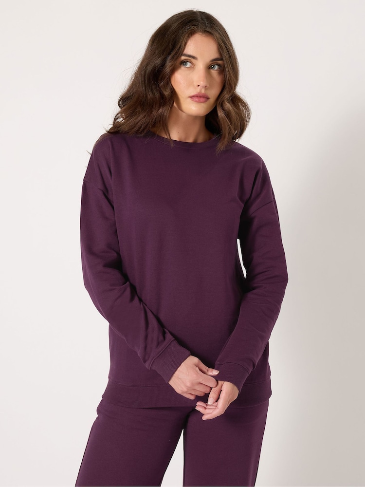 Long Tall Sally Purple Crew Neck Sweatshirt - Image 1 of 5 Long Tall Sally Purple Crew Neck Sweatshirt - Image 1 of 5