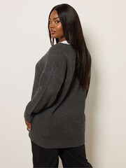 Yours Curve Grey Drop Shoulder Jumper - Image 3 of 5