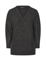 Yours Curve Grey Drop Shoulder Jumper - Image 4 of 5