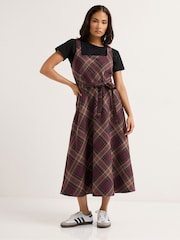 PixieGirl Petite Purple Check Belt Pinafore Dress - Image 1 of 5
