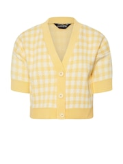 PixieGirl Petite Yellow Short Sleeve Gingham Cardigan - Image 5 of 5