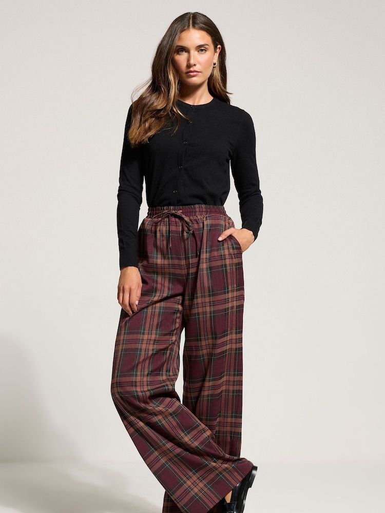 Long Tall Sally Red Checked Wide Leg Trousers - Image 1 of 6 Long Tall Sally Red Checked Wide Leg Trousers - Image 1 of 6