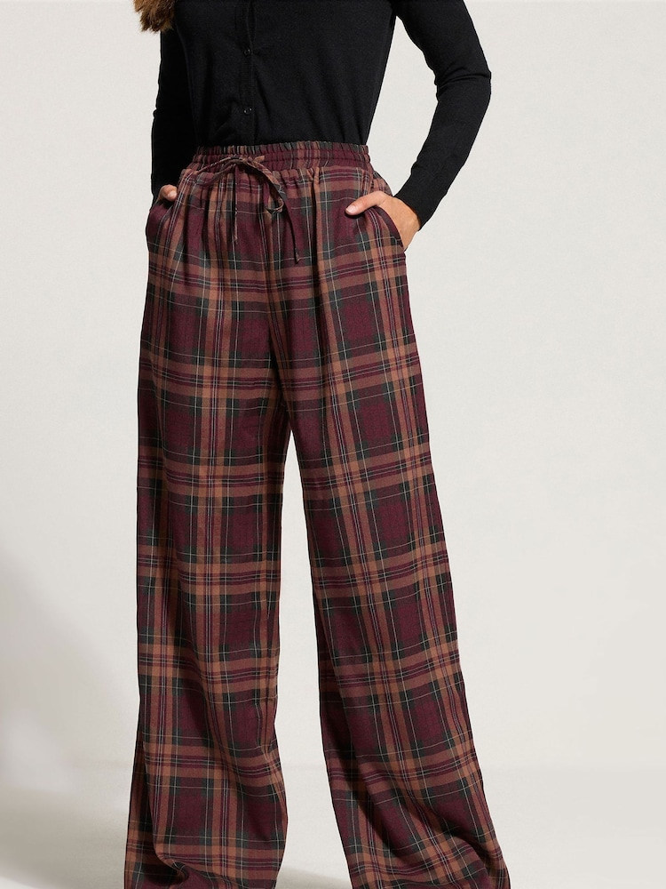 Long Tall Sally Red Checked Wide Leg Trousers - Image 2 of 6 Long Tall Sally Red Checked Wide Leg Trousers - Image 2 of 6