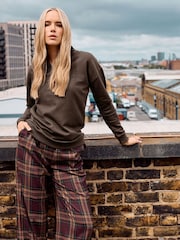Long Tall Sally Red Checked Wide Leg Trousers - Image 5 of 6