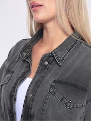 Yours Curve Black Western Denim Shirt - Image 4 of 5