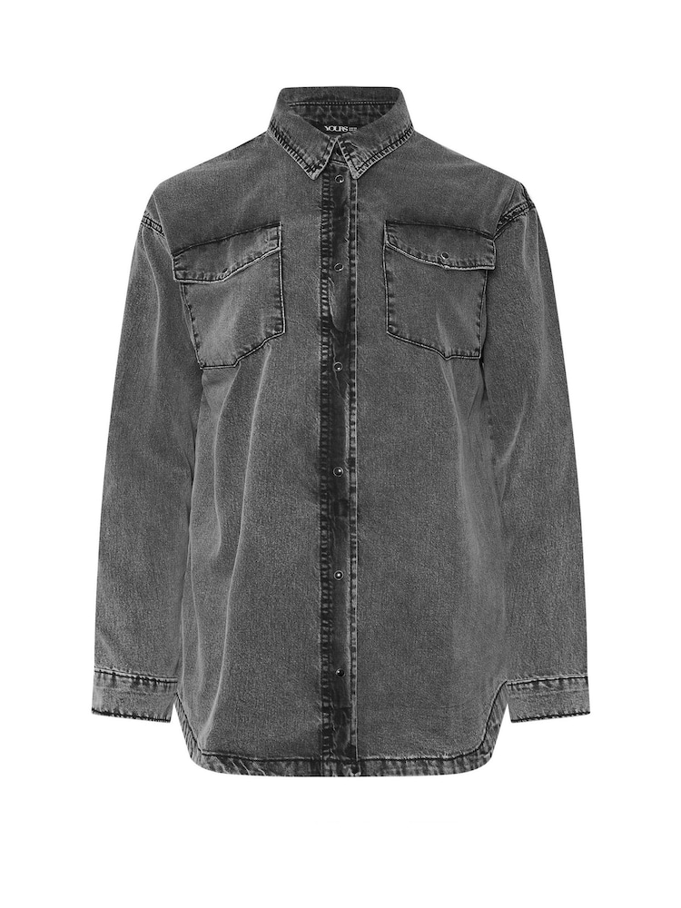 Yours Curve Black Western Denim Shirt - Image 5 of 5 Yours Curve Black Western Denim Shirt - Image 5 of 5