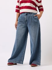 Yours Curve Blue Wide Fit Wide Leg Formal Jeans - Image 4 of 6