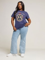 Yours Curve Blue Social Placement Set In Sleeve T-Shirt - Image 2 of 5