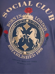 Yours Curve Blue Social Placement Set In Sleeve T-Shirt - Image 4 of 5