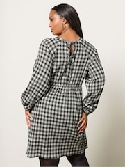 Yours Curve Black Textured Smock Check Dress - Image 3 of 5