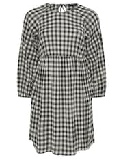 Yours Curve Black Textured Smock Check Dress - Image 5 of 5