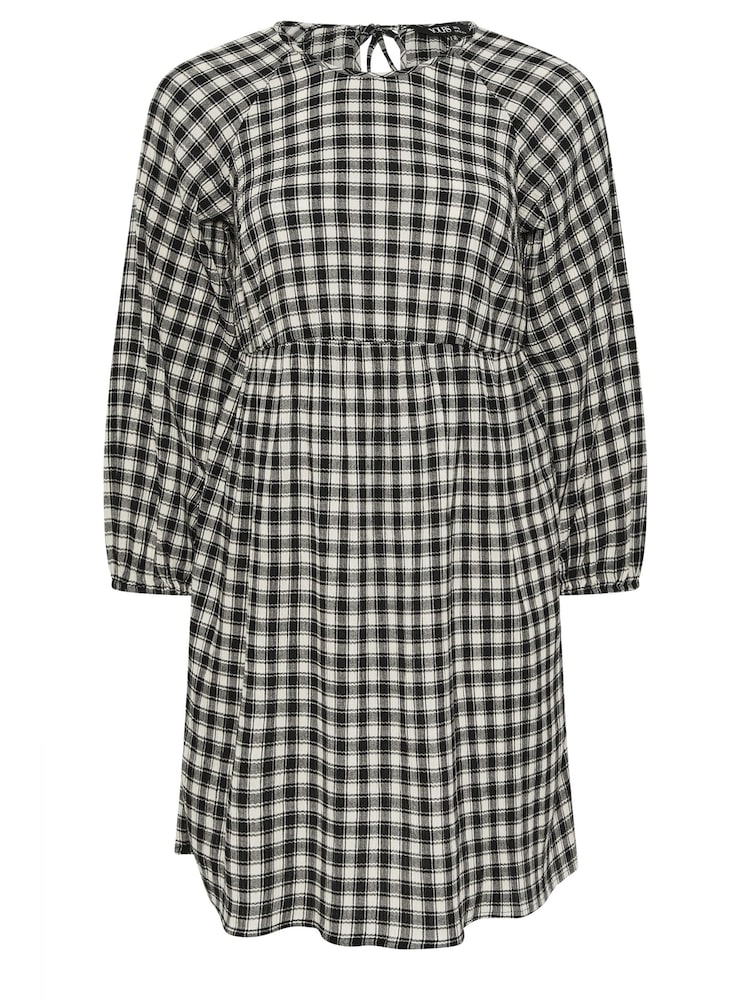 Yours Curve Black Textured Smock Check Dress - Image 5 of 5