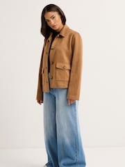PixieGirl Petite Brown Suedette Patch Pocket Jacket - Image 2 of 5