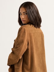 PixieGirl Petite Brown Suedette Patch Pocket Jacket - Image 3 of 5