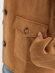 PixieGirl Petite Brown Suedette Patch Pocket Jacket - Image 4 of 5
