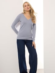 Azul - Long Tall Sally V-Neck Jumper - Imagem 2 de 5