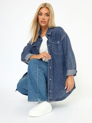 Yours Curve Blue Western Denim Shirt - Image 4 of 6