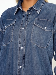 Yours Curve Blue Western Denim Shirt - Image 5 of 6