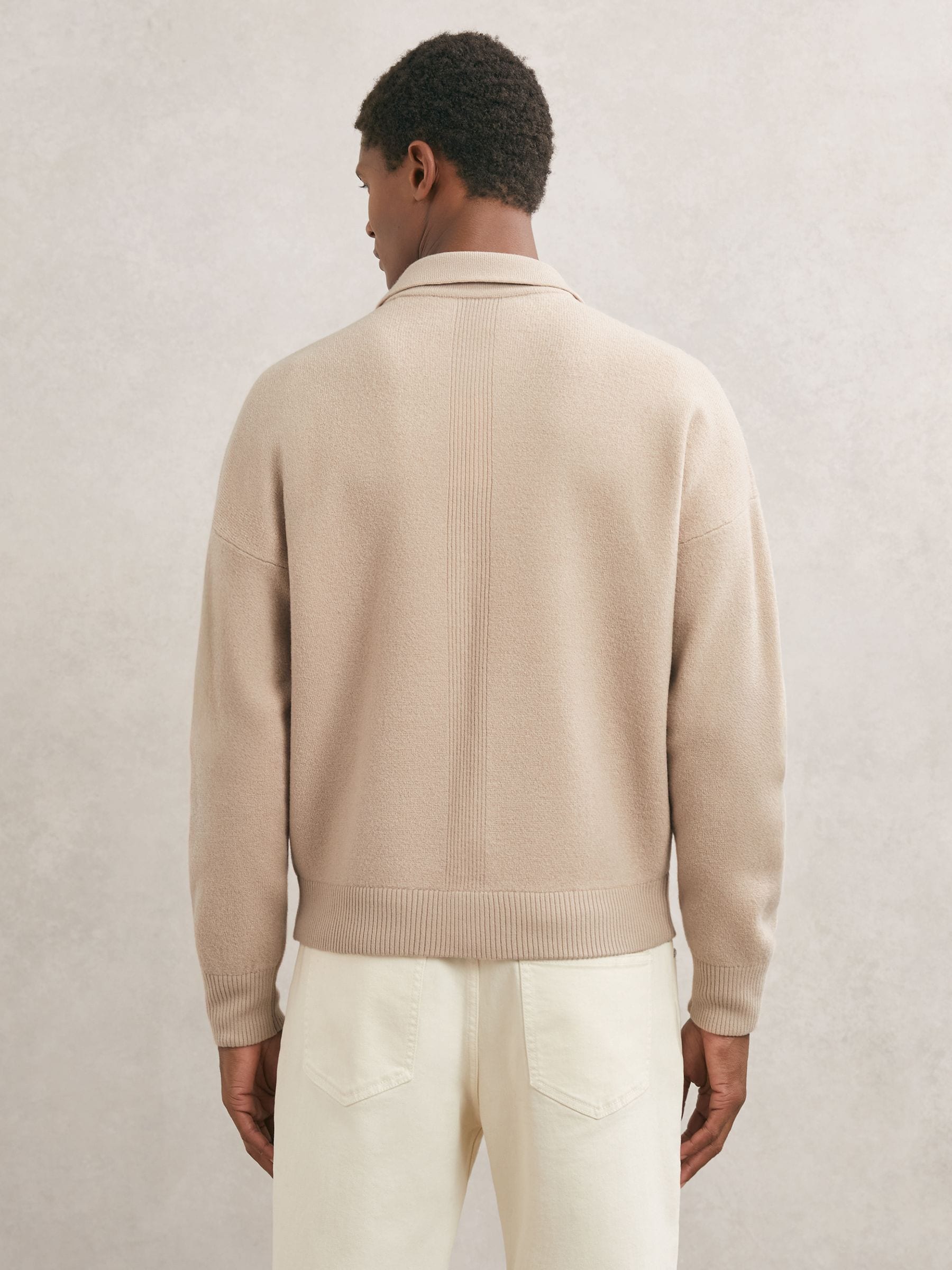 Buy Reiss Soft Camel Brown Calder Boiled Wool Twin-Pocket Cardigan