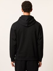 Reiss Black Conlin Monogram Cotton Oversized Hoodie - Image 5 of 7