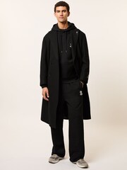 Reiss Black Conlin Monogram Cotton Oversized Hoodie - Image 6 of 7