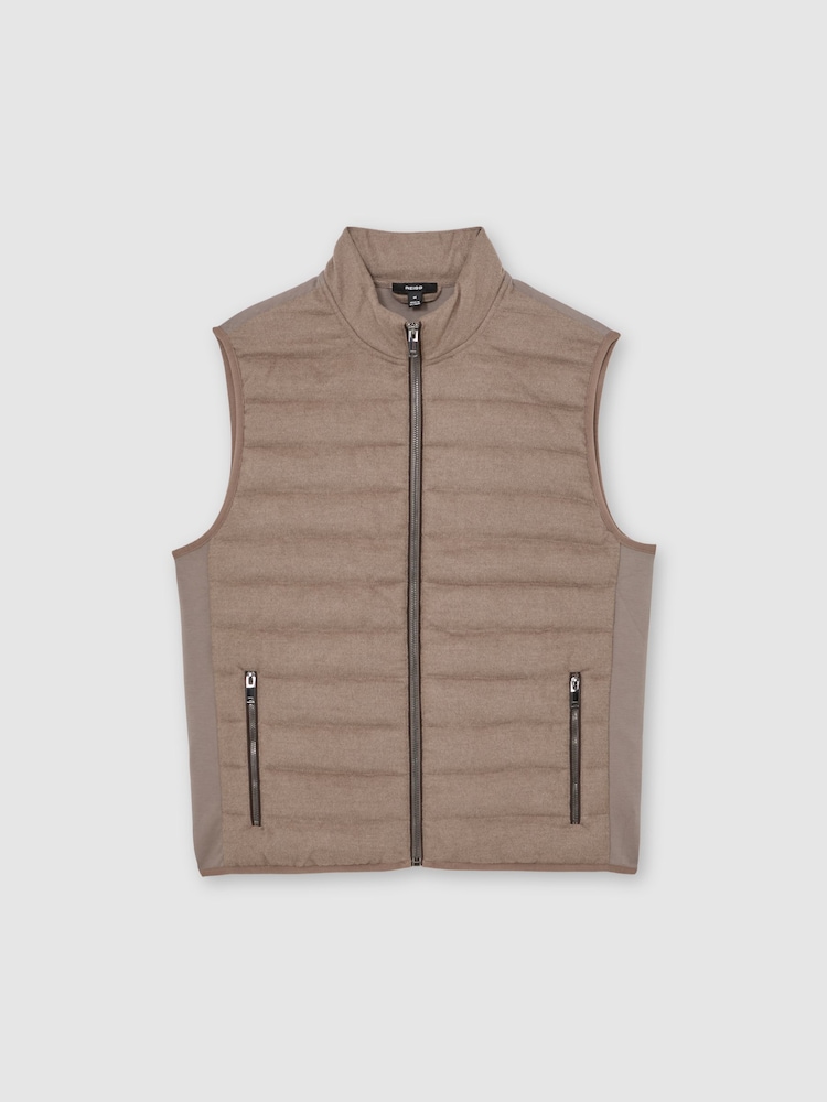 Reiss Mocha Brown Field Brushed Jersey Quilted Gilet - Image 2 of 5 Reiss Mocha Brown Field Brushed Jersey Quilted Gilet - Image 2 of 5